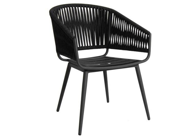 Sessel Palm - Aluminium eisengrau matt, straight weaving schwarz von Möbel Garten