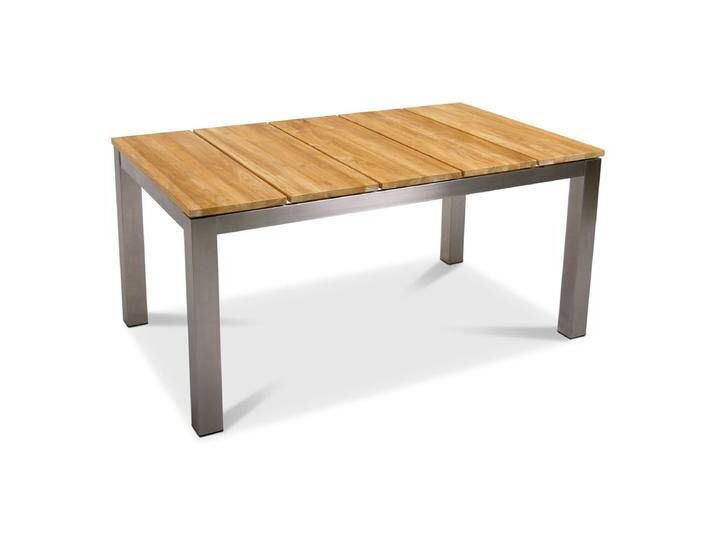 Tisch Alaska - 159 x 95 cm, Edelstahl gebürstet, Teak gebürstet von Möbel Garten