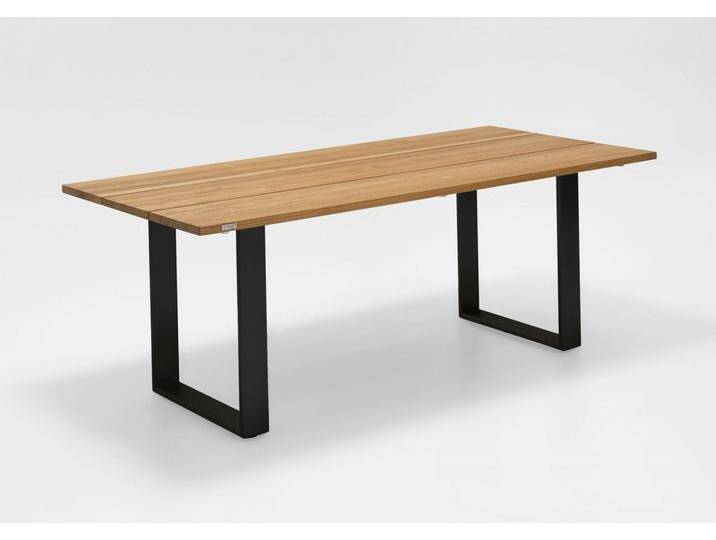 Tisch Noah Profilkufe anthrazit - 160 x 95 cm Teak gebürstet von Möbel Garten