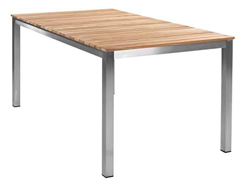Gartentisch - für 6 Personen - 160 x 90 cm - Braun - Edelstahl - Teakholz - Esstisch Terrassentisch Balkontisch Loungetisch von Möbel Jack