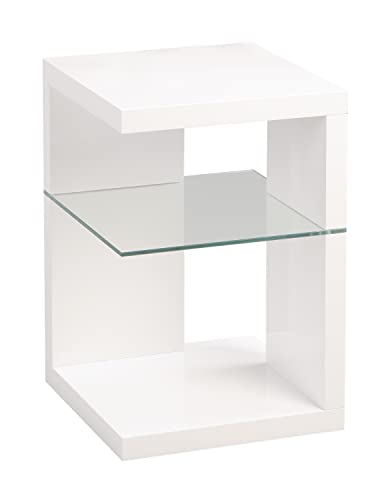 Möbel Jack Beistelltisch - Weiß Hochglanz - Sicherheitsglas - 40 x 40 cm von Möbel Jack