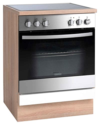 Möbel Jack Herdumbauschrank - Eiche Sonoma Dekor - Weiß - B 60 x H 85 x T 60 cm - Einbauschrank Küchenschrank von Möbel Jack