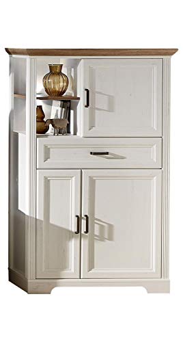 Möbel Jack Highboard Anrichte Mehrzweckschrank | Weiß | Pinie | Artisan Eiche | 3 Türen | 1 Schublade von Möbel Jack