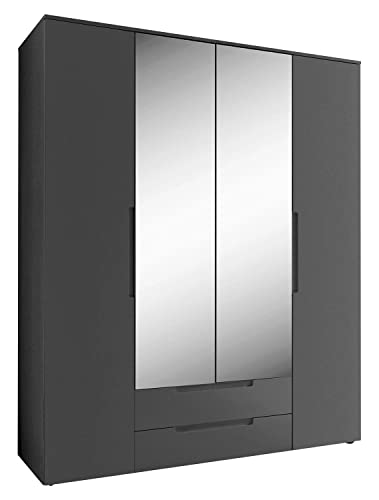 Möbel Jack Kleiderschrank - Graphit matt Dekor - 160 x 208 cm - mit Spiegel von Möbel Jack