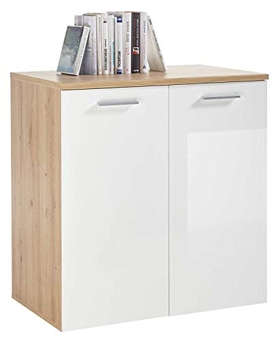 Möbel Jack Kommode Sideboard Anrichte | Dekor | Artisan Eiche | Weiß Hochglanz | 2 Türen | 80x85x50 cm Möbel Jack Kommode Sideboard Anrichte | Dekor | Artisan Eiche | Weiß Hochglanz | 2 Türen | 80x85x50 cm von Möbel Jack