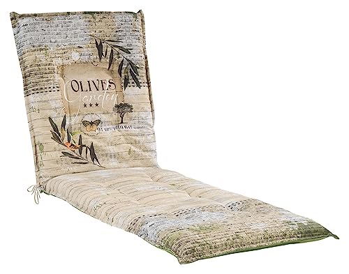 Möbel Jack Liegenauflage - 190 x 60 cm - Beige - Grün - Baumwolle - Polyester - Olivenmotiv - Polsterauflagen für Sonnenliege Gartenliege Möbel Jack Liegenauflage - 190 x 60 cm - Beige - Grün - Baumwolle - Polyester - Olivenmotiv - Polsterauflagen für Sonnenliege Gartenliege von Möbel Jack
