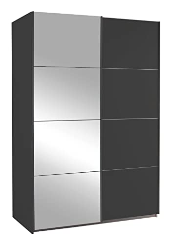 Schwebetürenschrank - Grau Metallic - 136 x 210 cm - mit Spiegel von Möbel Jack