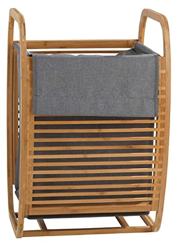 Wäschetonne Wäschesammler Wäschekorb mit Deckel und Tragegriff - Bambus - Braun - B 40 cm x H 61 cm x T 36 cm von Möbel Jack