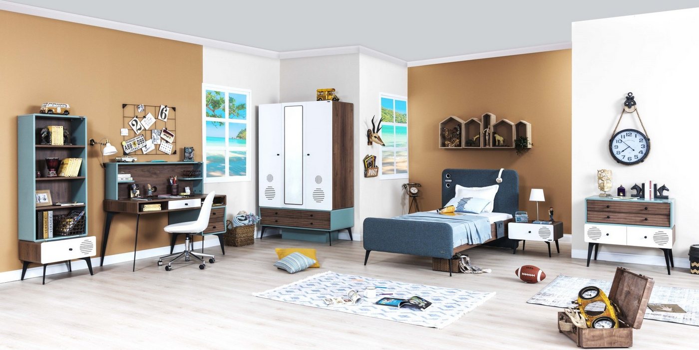 Möbel-Lux Jugendzimmer-Set Atom Lajivert, (6-St., Jugendbett, Kleiderschrank, Schreibtisch, Bücherregal), Komplett Set von Möbel-Lux