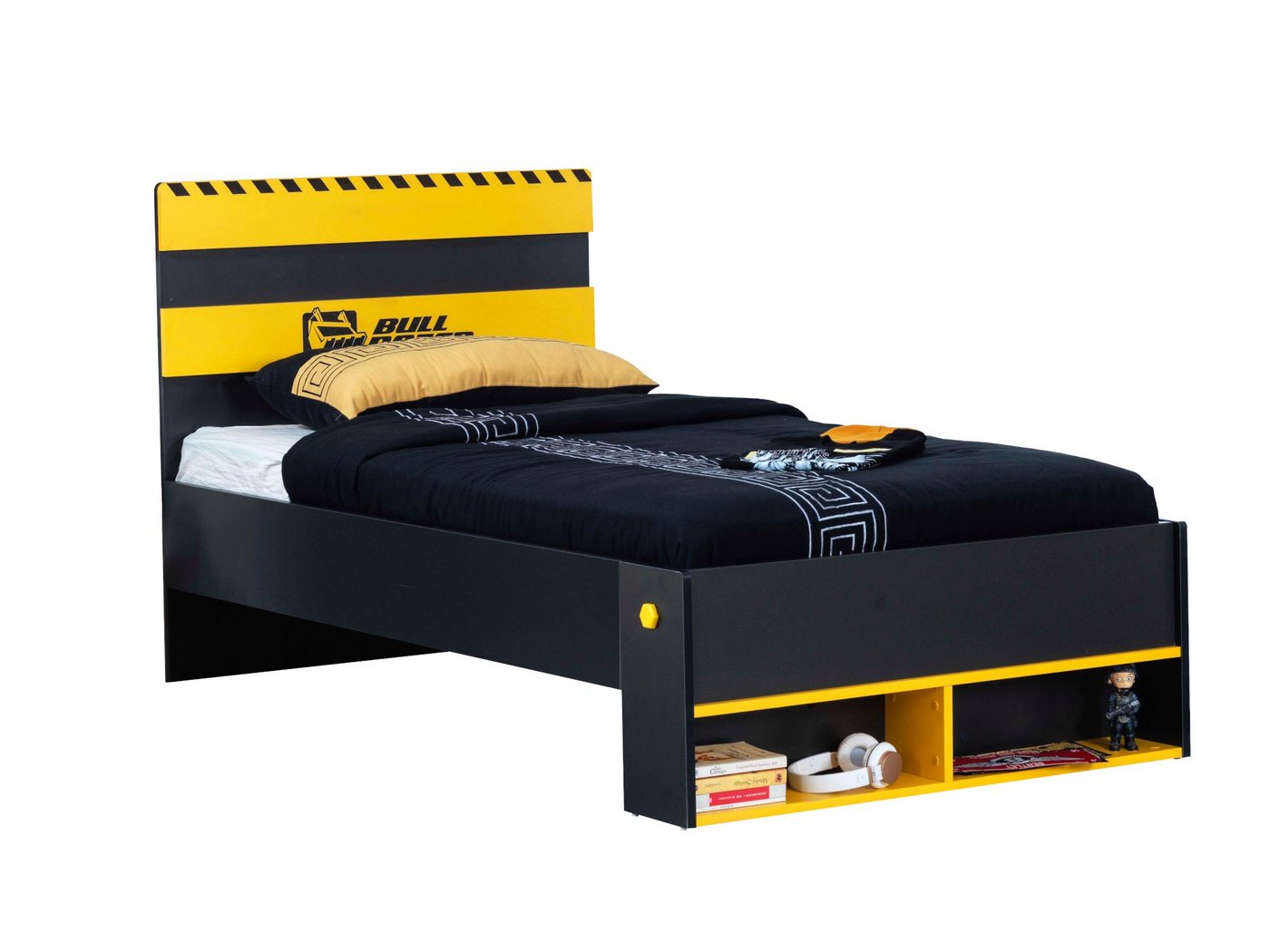 Möbel-Lux Kinderbett Bulldozer, mit Regalfächern, 100x200cm von Möbel-Lux