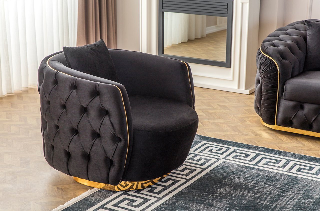 Möbel-Lux Sessel Elite, Chesterfield, Goldverzierung von Möbel-Lux
