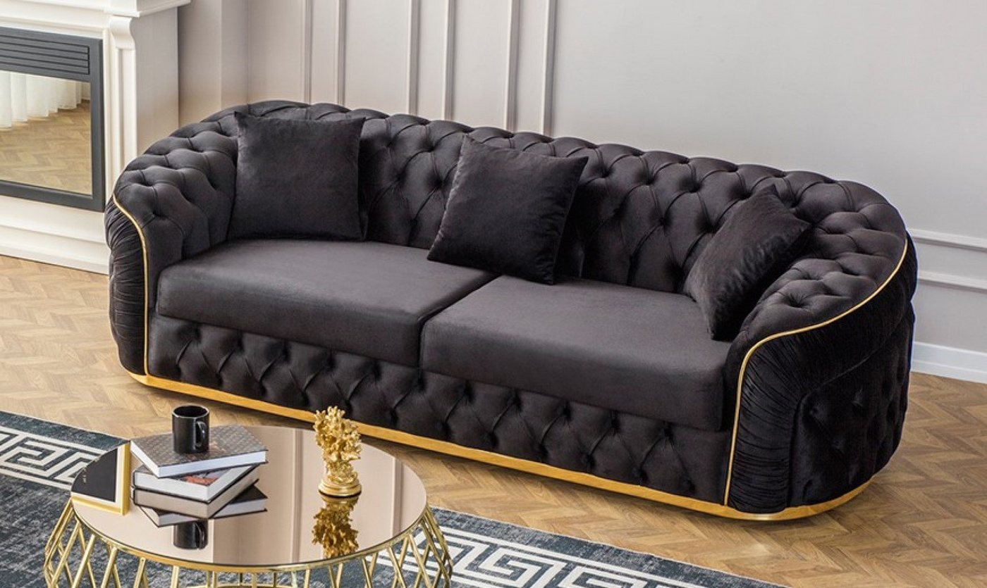 Möbel-Lux Sofa Elite, 3-Sitzer, Chesterfield, Goldverzierung von Möbel-Lux