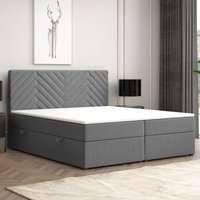 Boxspringbett MALIBU mit Bettkasten 160 x 200 cm Webstoff Anthrazit Bett Bettkasten von Möbel Punkt