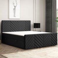 Boxspringbett MALIBU mit Bettkasten 160 x 200 cm Webstoff Schwarz Bett Bettkasten und Fussteil von Möbel Punkt