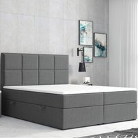 Boxspringbett PORTOFINO mit Bettkasten 180 x 200 cm Webstoff Grau Anthrazit Bett Bettkasten von Möbel Punkt