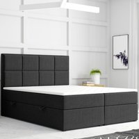 Boxspringbett PORTOFINO mit Bettkasten 180 x 200 cm Webstoff Schwarz Bett Bettkasten von Möbel Punkt