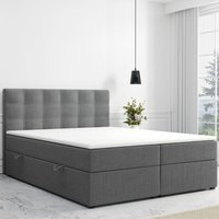 Boxspringbett ROM mit Bettkasten 140 x 200 cm Webstoff Anthrazit Bett Bettkasten von Möbel Punkt