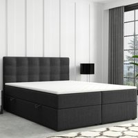 Boxspringbett ROM mit Bettkasten 160 x 200 cm Webstoff Schwarz Bett Bettkasten von Möbel Punkt