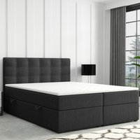 Boxspringbett ROM mit Bettkasten 180 x 200 cm Webstoff Schwarz Bett Bettkasten von Möbel Punkt