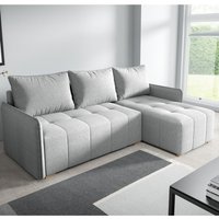 Ecksofa GENUA Samt Grau mit Bett Sofa Schlafsofa Ottomane Rechts von Möbel Punkt