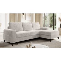 Ecksofa SAIGON Cord Lichtgrau mit Bettfunktion und Bettkasten Bett Sofa Schlafsofa Ottomane rechts von Möbel Punkt