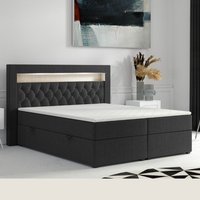 Möbel Punkt Boxspringbett DENVER mit LED und Bettkasten 140 x 200 cm Webstoff Schwarz Bett Bettkaste von Möbel Punkt