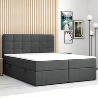 Möbel Punkt Boxspringbett PRAG Chesterfield mit Bettkasten 180 x 200 cm Webstoff Grau Anthrazit von Möbel Punkt