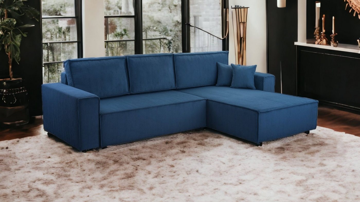 Möbel Punkt Ecksofa Wohnlandschaft Genf XL Größe, Farbe Anthrazit, Grau, Beige, Cappuccino, Dark Blue, Dark Grey, Light Grey, Mint, mit Bettfunktion, Ottomane Rechts oder Links Universell, CORD Bezug von Möbel Punkt