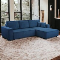 Wohnlandschaft Ecksofa Dark Blue Genf Cord XL mit Bett Kopfteilverstellung Bett Sofa Schlafsofa Otto von Möbel Punkt