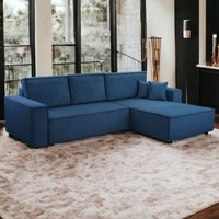 Wohnlandschaft Ecksofa Dark Blue Cord XL mit Kopfteilverstellung Ottomane rechts links universell von Möbel Punkt