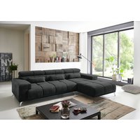 Wohnlandschaft Ecksofa Florenz Schwarz mit elektrischer Sitztiefenverstellung Bett Sofa Schlafsofa von Möbel Punkt