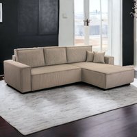 Wohnlandschaft Ecksofa Genf Cord XL mit Bett Kopfteilverstellung Bett Sofa Schlafsofa Ottomane recht von Möbel Punkt