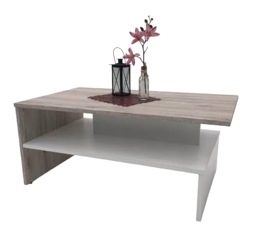 Möbel SD Couchtisch Wohnzimmertisch Kaffeetisch (SW) Sandeiche-weiß von Möbel SD