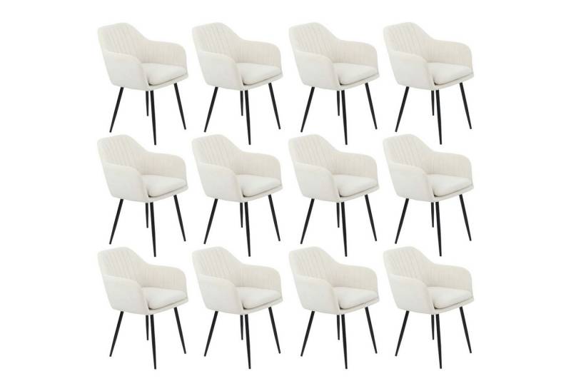 Möbel Stellbrink 4-Fußstuhl 12er Set Sesselstuhl Lia - Samtvelour Creme (12 St) von Möbel Stellbrink