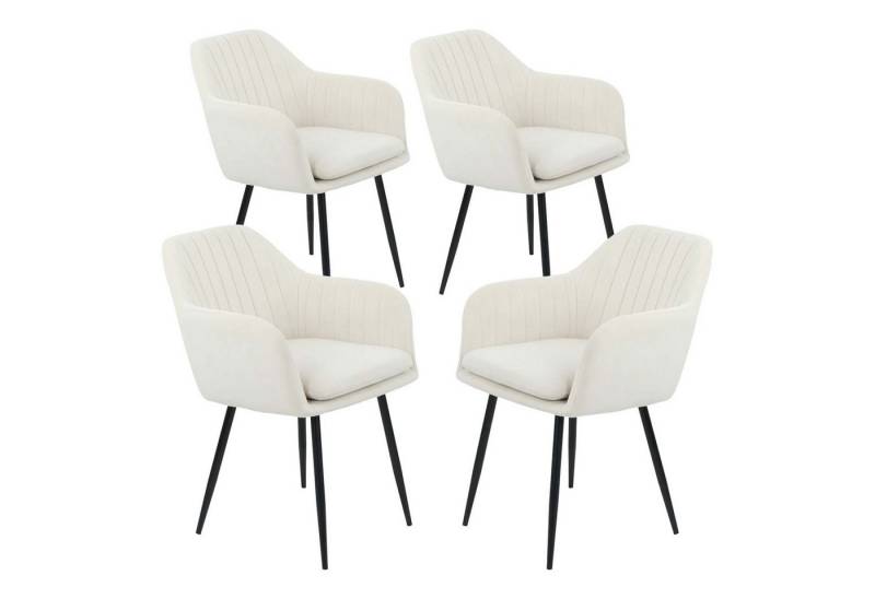 Möbel Stellbrink 4-Fußstuhl 4er Set Sesselstuhl Lia - Samtvelour Creme (4 St) von Möbel Stellbrink