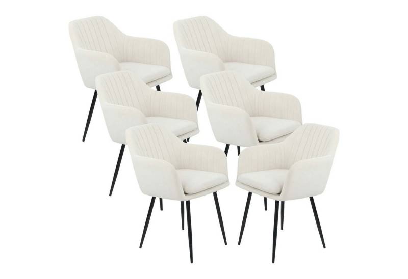 Möbel Stellbrink 4-Fußstuhl 6er Set Sesselstuhl Lia - Samtvelour Creme (6 St) von Möbel Stellbrink