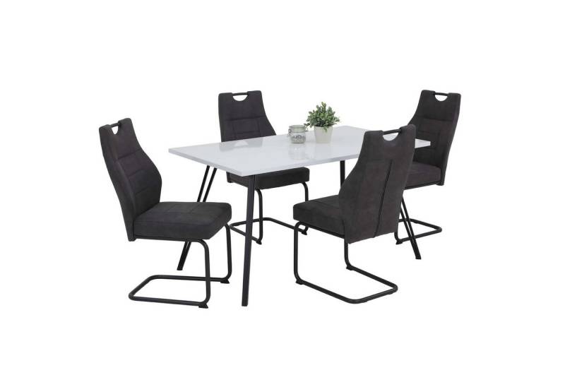 Möbel Stellbrink Essgruppe 5 tlg. Essgruppe Tiara - Tisch Weiß, 4 Stühle Anthrazit, (5-tlg) von Möbel Stellbrink