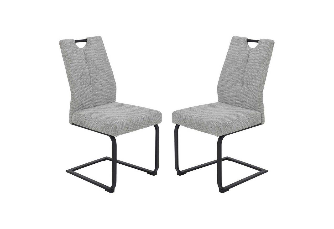 Möbel Stellbrink Freischwinger 2er Set XL Schwingstuhl Malea - Webstoff Grau (2 St) von Möbel Stellbrink
