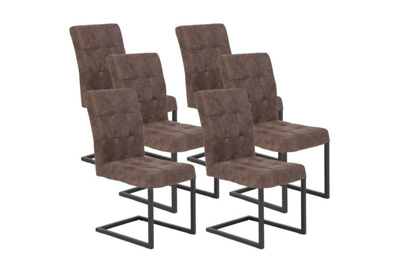 Möbel Stellbrink Freischwinger 6er Set Schwingstuhl Donna - Vintage Braun von Möbel Stellbrink