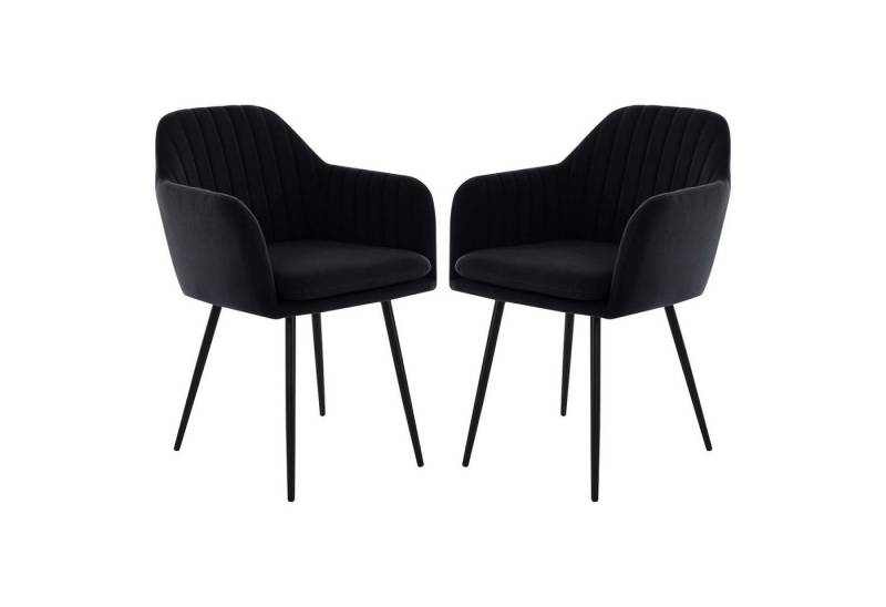 Möbel Stellbrink Küchenstuhl 2er Set Sesselstuhl Lia - Samtvelour Schwarz von Möbel Stellbrink