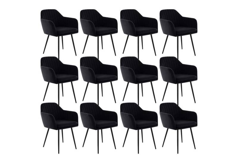 Möbel Stellbrink 4-Fußstuhl 12er Set Sesselstuhl Lia - Samtvelour Schwarz (12 St) von Möbel Stellbrink