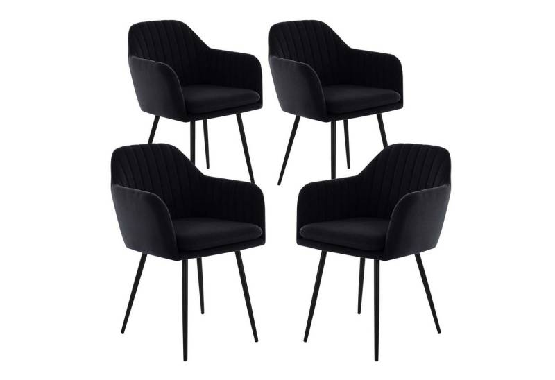 Möbel Stellbrink 4-Fußstuhl 4er Set Sesselstuhl Lia - Samtvelour Schwarz (4 St) von Möbel Stellbrink