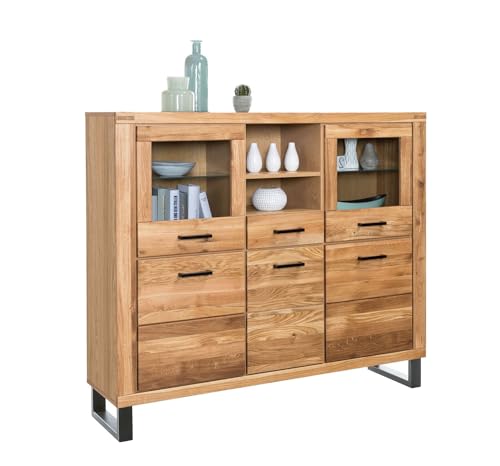 Möbel-Store24 Highboard Kommode Schrank Schubkästen Wildeiche teilmassiv geölt Tiara 158 cm K2345 von Möbel-Store24