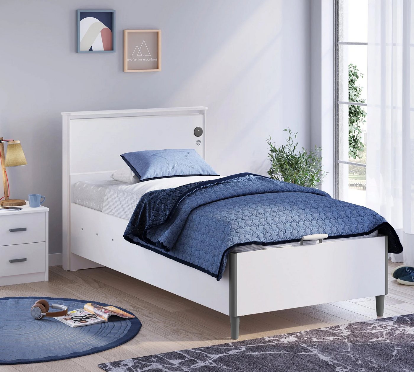 Möbel-Zeit Bett WHITE mit Bettkasten und Kopfteil, 100x200 -120x200 cm, Optional mit Matratze Möbel-Zeit Bett WHITE mit Bettkasten und Kopfteil, 100x200 -120x200 cm, Optional mit Matratze von Möbel-Zeit