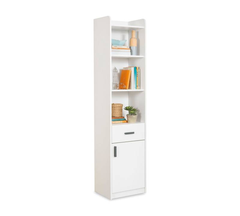 Möbel-Zeit Bücherregal WHITE mit Schublade und Tür von Möbel-Zeit