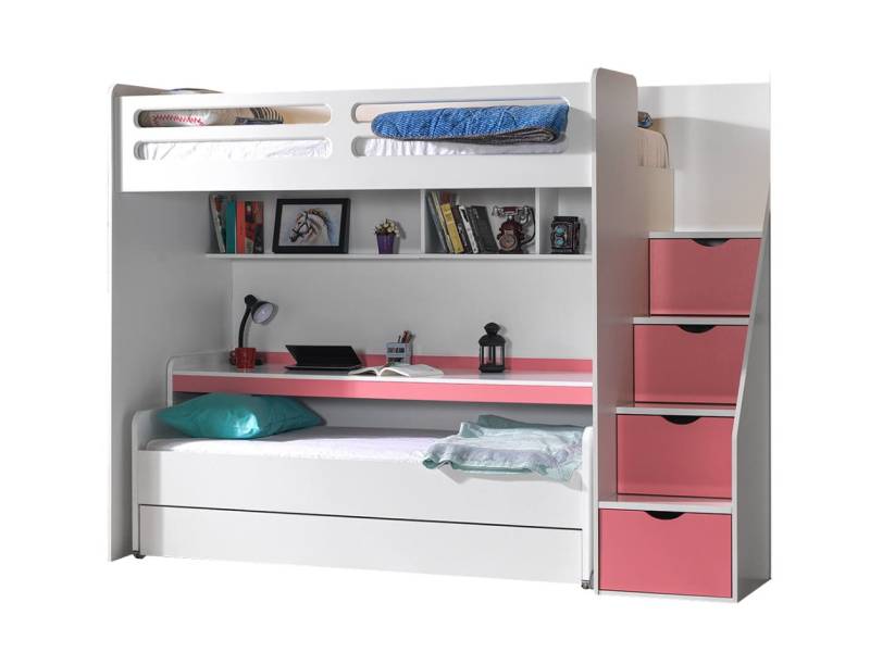 Möbel-Zeit Etagenbett Etagenbett Smart mit Schreibtisch, Treppe und Bettkasten von Möbel-Zeit