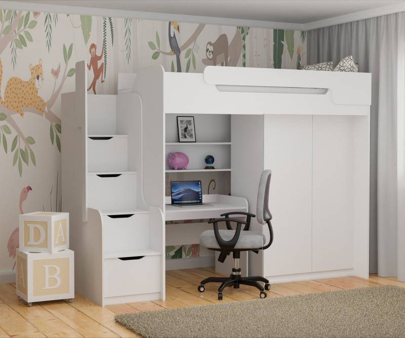 Möbel-Zeit Hochbett Hochbett DORIAN mit Schreibtisch und Schrank Möbel-Zeit Hochbett Hochbett DORIAN mit Schreibtisch und Schrank von Möbel-Zeit