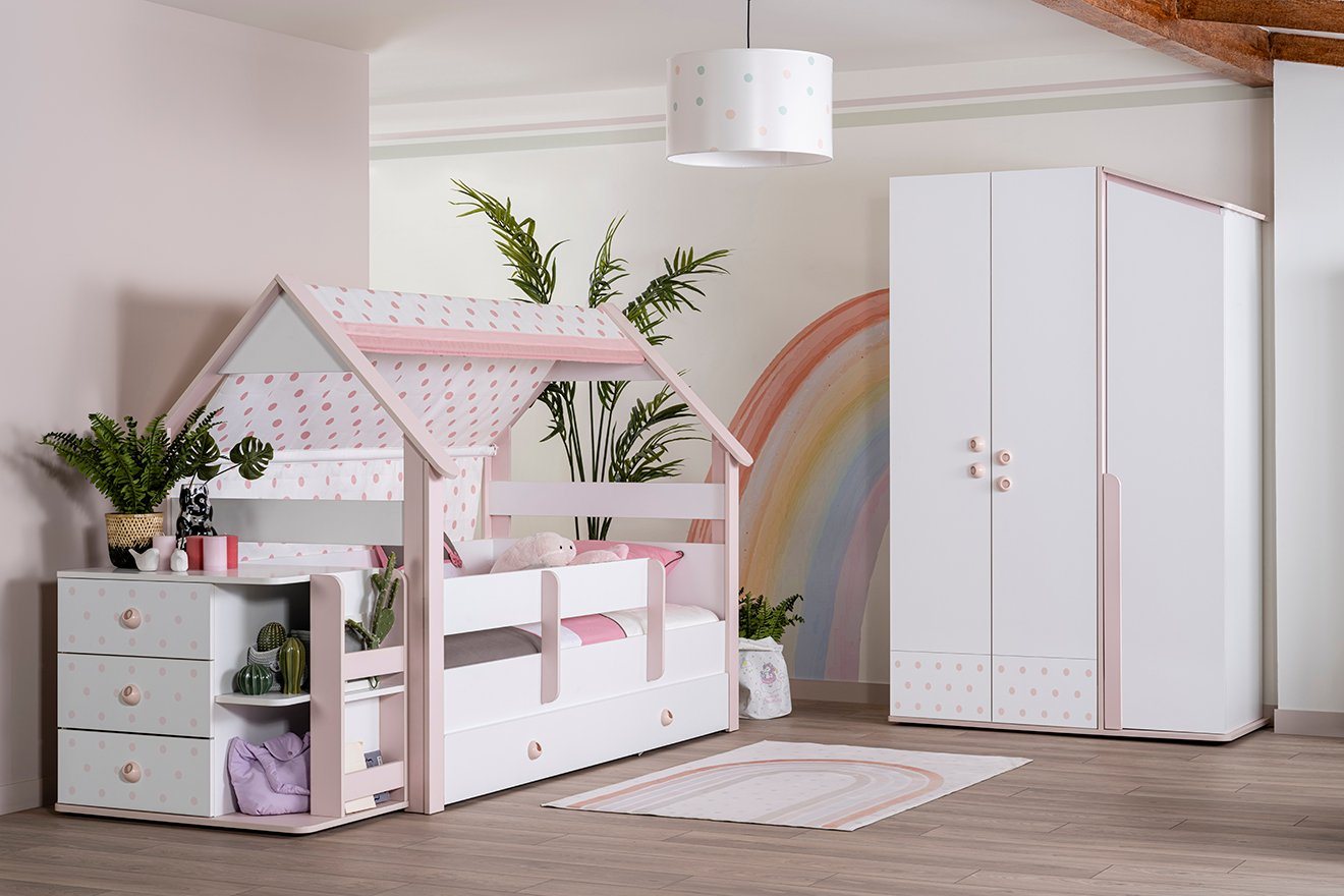 Möbel-Zeit Jugendzimmer-Set Kinderzimmer YUKI Komplettset für Mädchen rosa von Möbel-Zeit