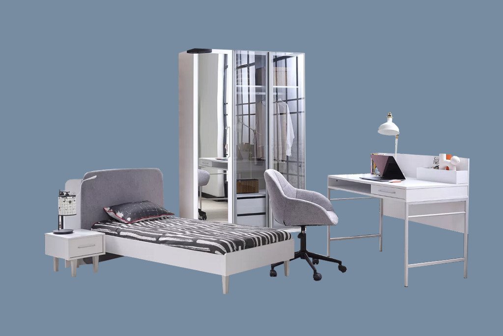 Möbel-Zeit Jugendzimmer-Set Modernes Jugendzimmer Set "Likya" in weiß von Möbel-Zeit