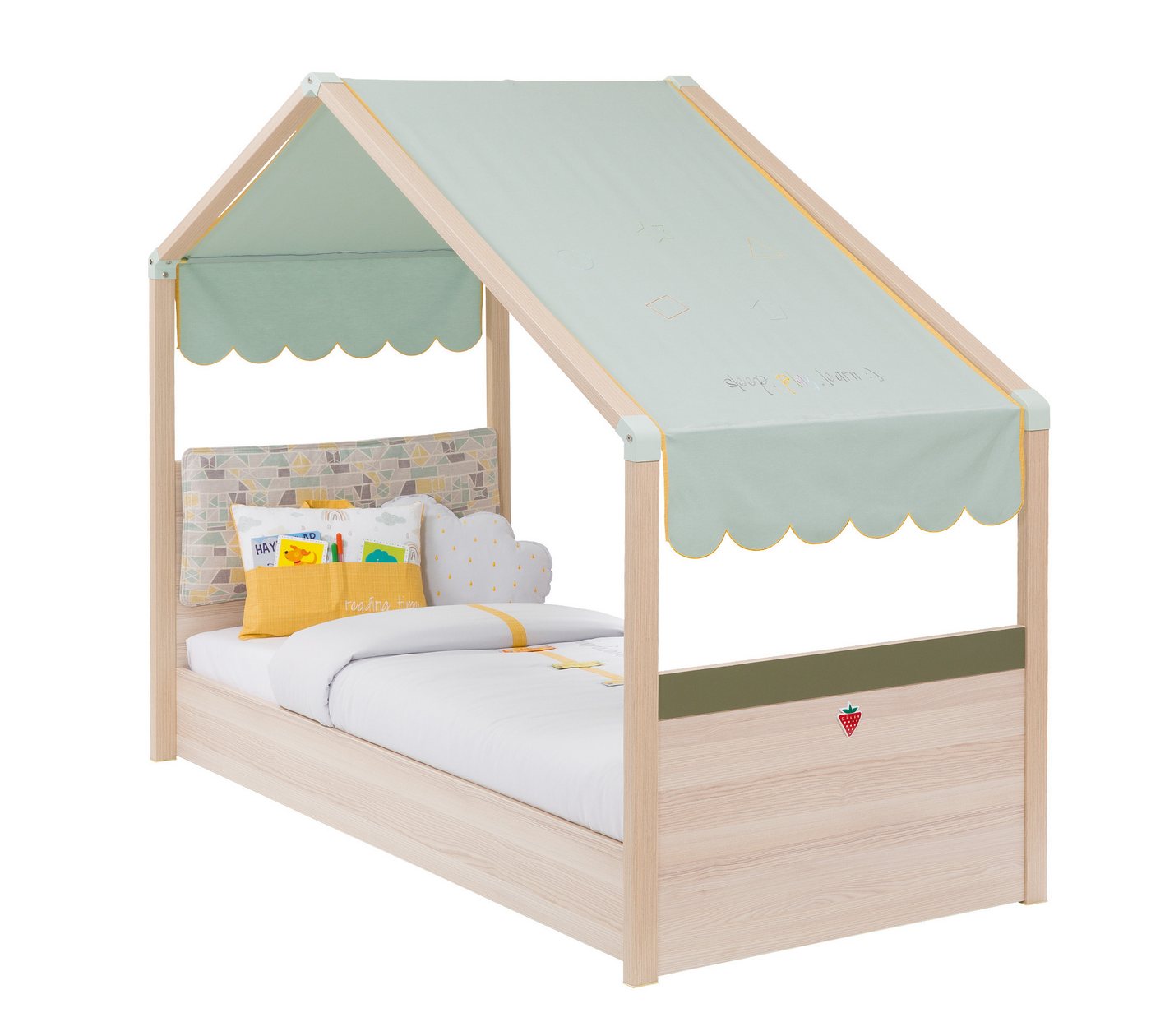 Möbel-Zeit Kinderbett Kinderbett MONTE mit Markise, 80x180 cm, mit gepolstertem Kopfteil von Möbel-Zeit